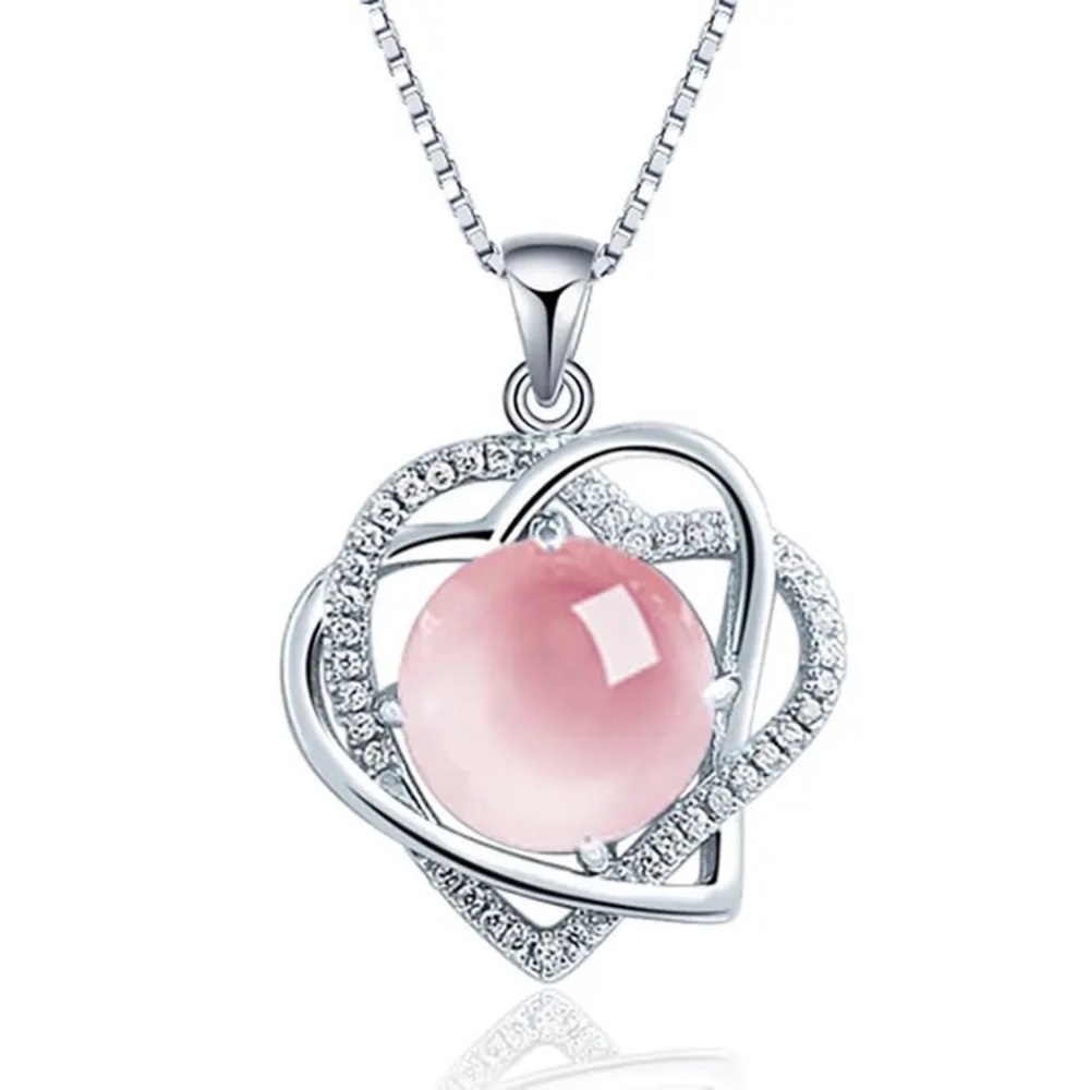 Women Sterling Silver Necklace Embellished with Natural Crystals Necklace